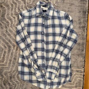 J. Crew Blue Plaid Cotton Button-Up Shirt